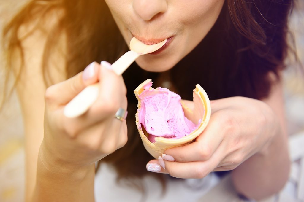 woman eating ice cream